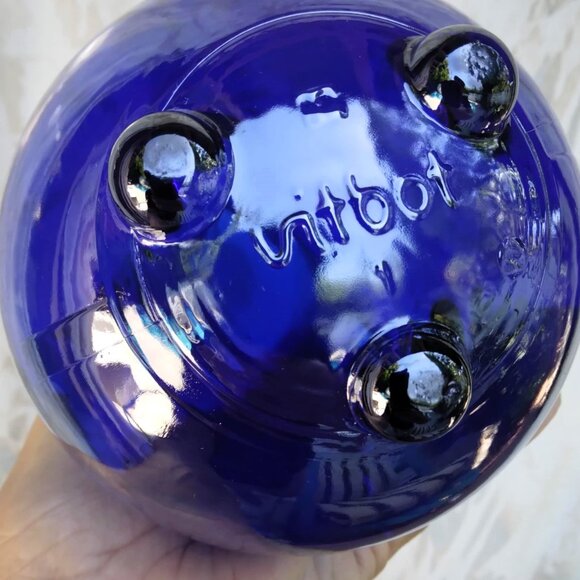 Beautiful Vitbot "Fruit of Life" Cobalt Blue Lead Free Glass Carafe Jug - Picture 10 of 10